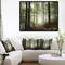 Designart - Light in Dense Fall Forest with Fog - Landscape Art Print Framed Canvas